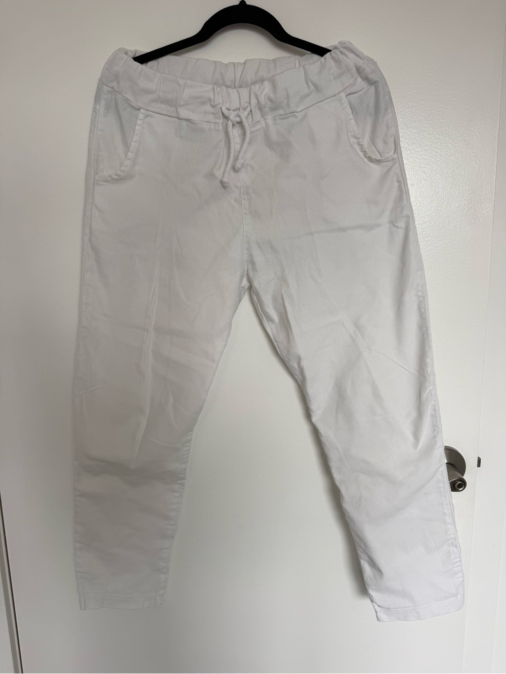White Drawstring Casual Pants